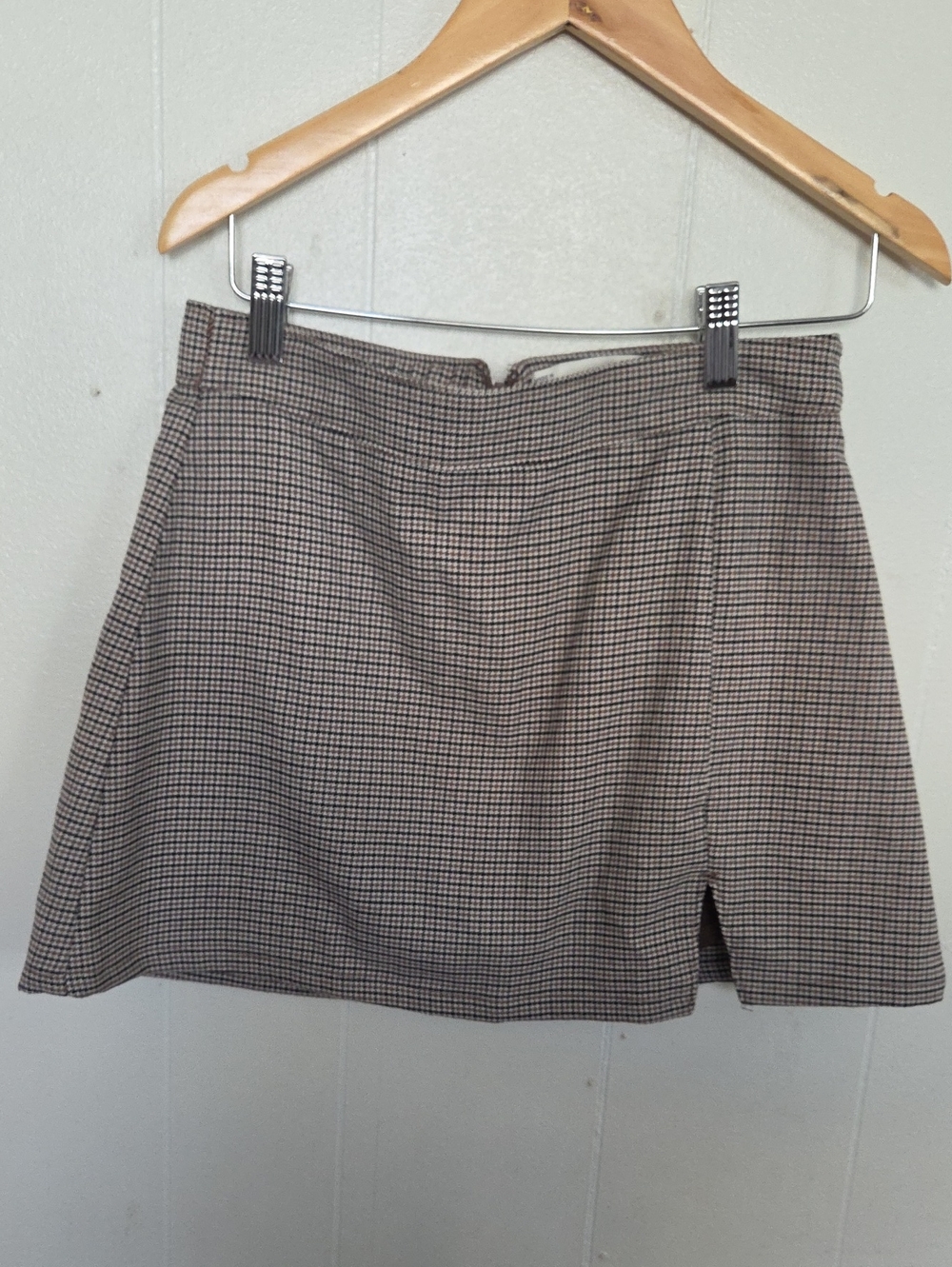 Hollister Brown Check Mini Skirt with Front Slit